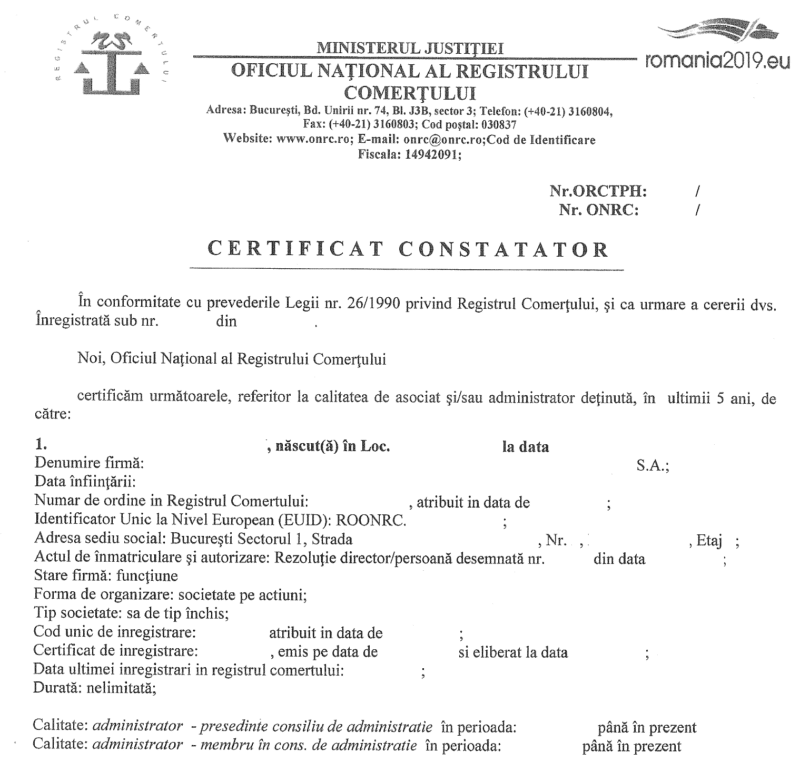 Certificat Constatator Persoană Fizică pe CNP